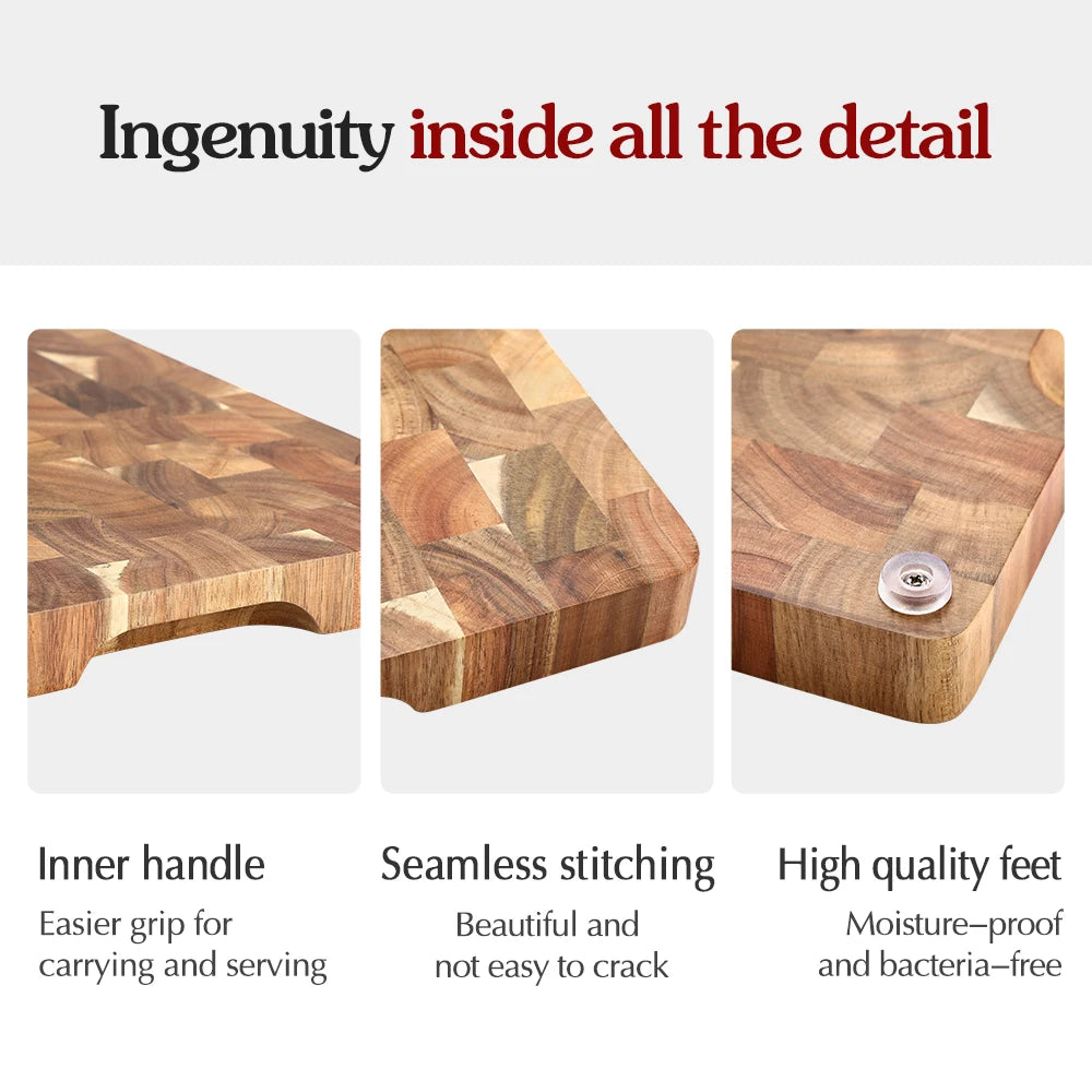 HEZHEN Cutting Board Double-sided Using Premium Acacia Wood Splicing